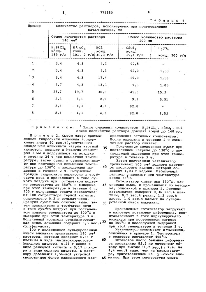 Катализатор для риформинга бензиновых фракций (патент 775880)