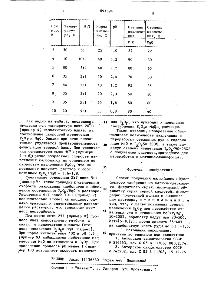 Способ получения магнийаммонийфосфорного удобрения (патент 891594)