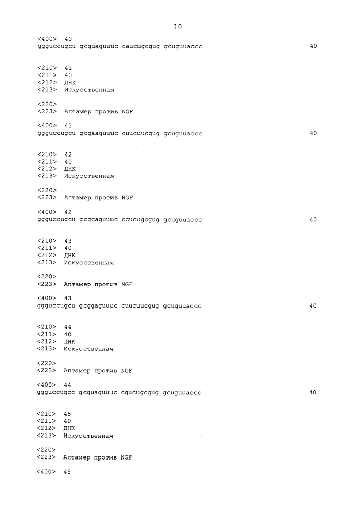 Аптамер против ngf и его применение (патент 2633510)