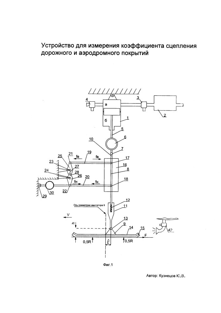 Устройство для измерения коэффициента сцепления дорожного и аэродромного покрытий (патент 2601246)