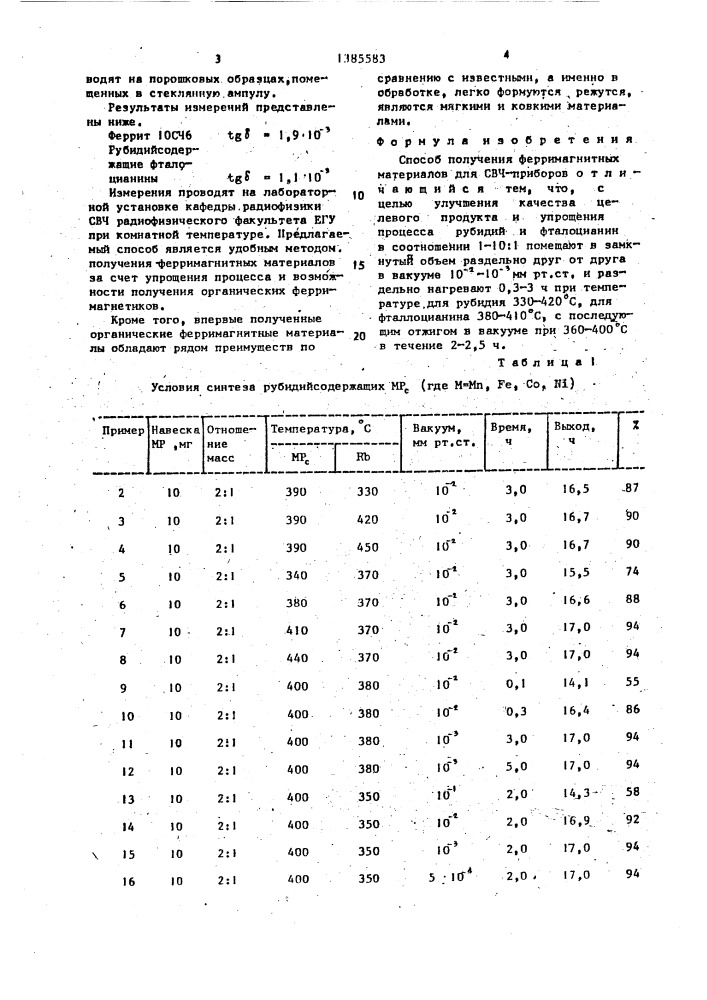 Способ получения ферримагнитных материалов для свч-приборов (патент 1385583)