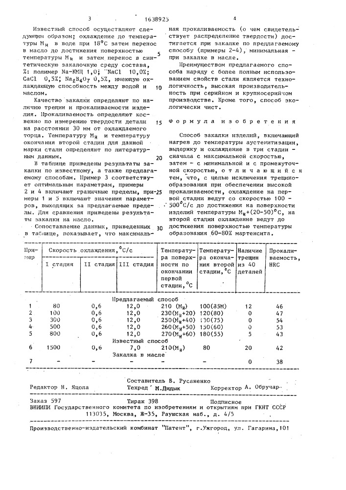 Способ закалки изделий (патент 1632985)