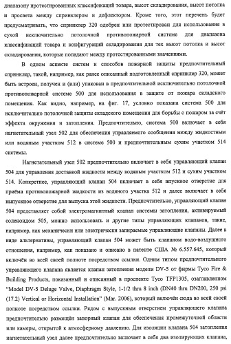 Потолочные сухие спринклерные системы и способы пожаротушения в складских помещениях (патент 2430762)