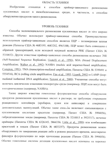 Бесконтактные способы обнаружения молекулярных колоний, наборы реагентов и устройство для их осуществления (патент 2394915)