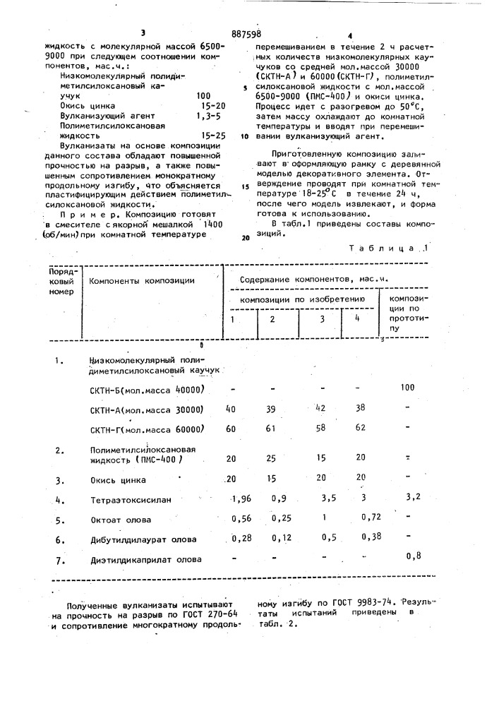 Композиция на основе низкомолекулярного полидиметилсилоксанового каучука (патент 887598)
