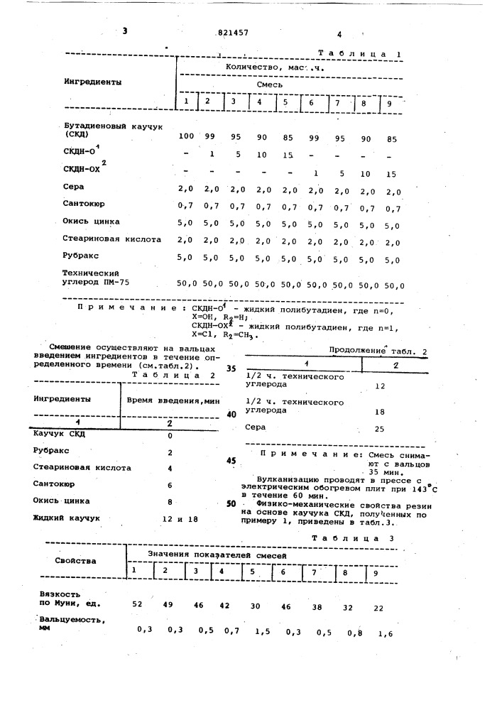 Вулканизуемая резиновая смесь (патент 821457)