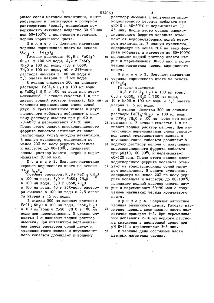 Магнитные чернила для осциллогра-фической записывающей системы (патент 834063)