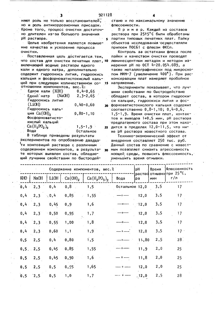 Состав для очистки печатных плат (патент 921128)