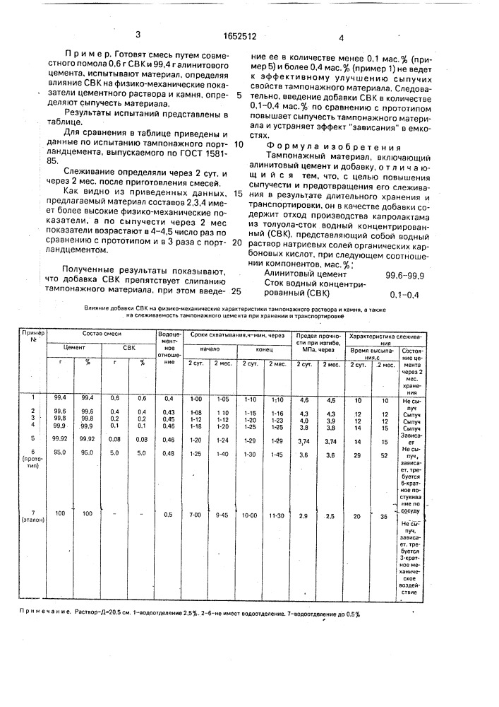 Тампонажный материал (патент 1652512)