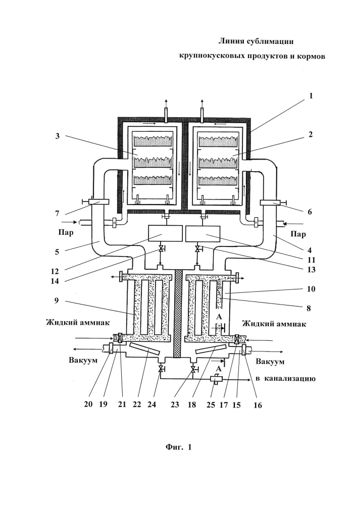 Линия сублимации крупнокусковых продуктов и кормов (патент 2600007)