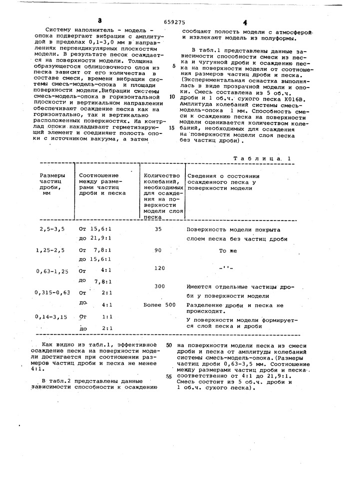 Способ изготовления литейной формы вакуумной формовкой (патент 659275)