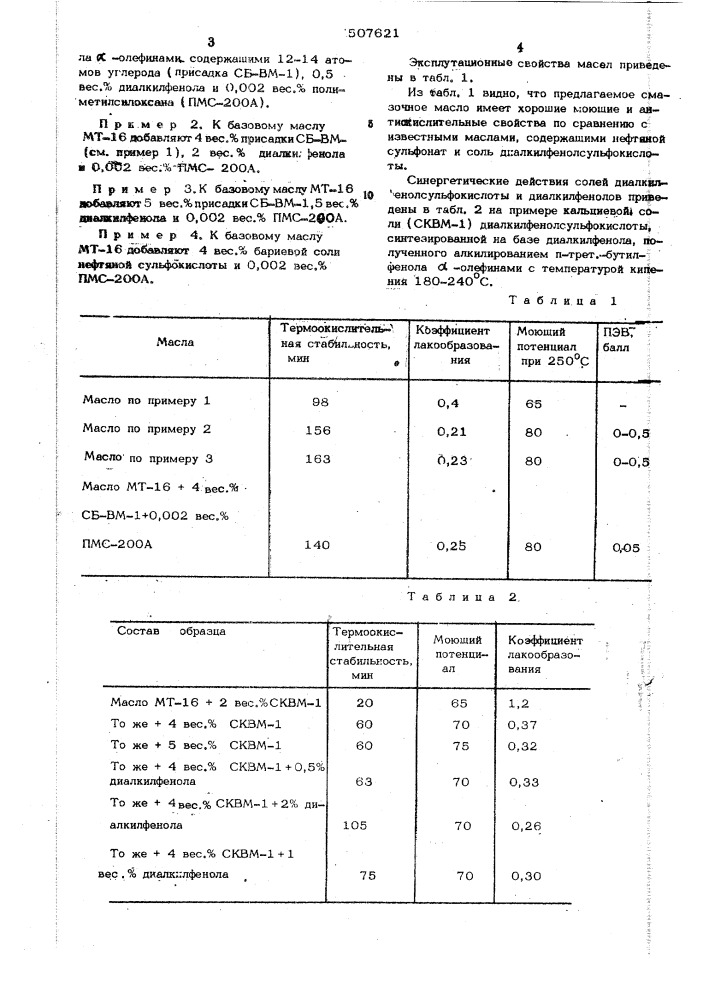 Смазочное масло (патент 507621)