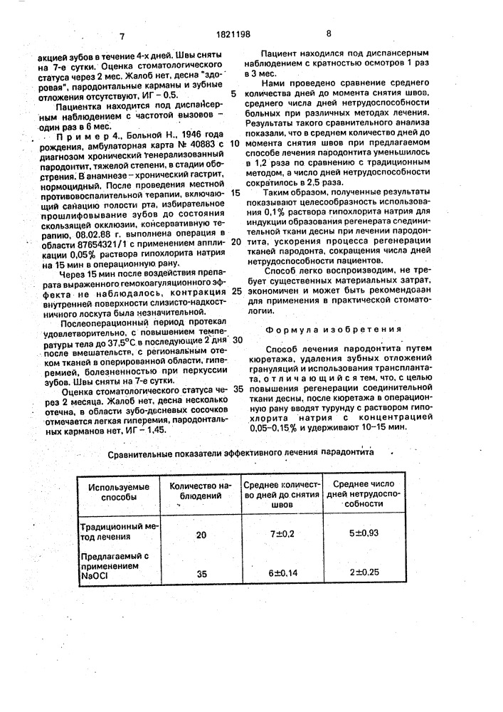 Способ лечения пародонтита (патент 1821198)