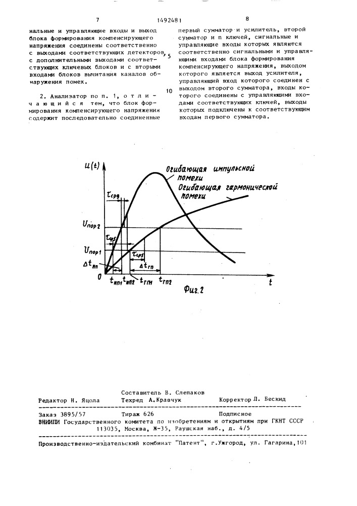 Анализатор помеховой обстановки (патент 1492481)