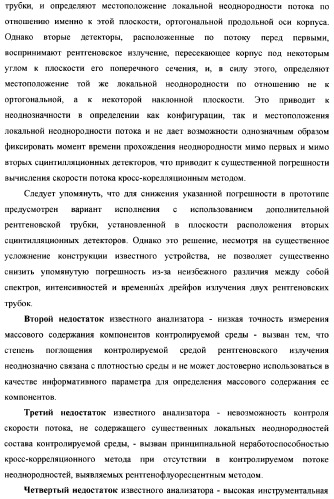 Рентгенофлуоресцентный анализатор компонентного состава и скоростных параметров трехкомпонентного потока (патент 2377545)