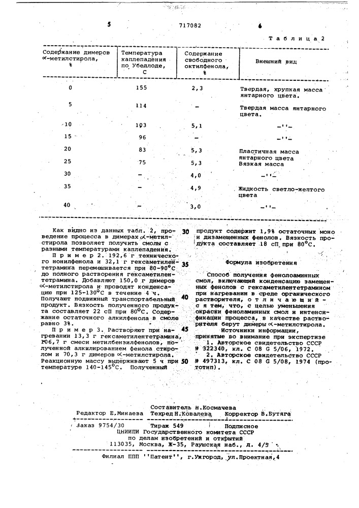 Способ получения феноламинных смол (патент 717082)