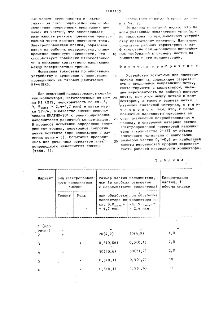 Устройство токосъема для электрической машины (патент 1403150)