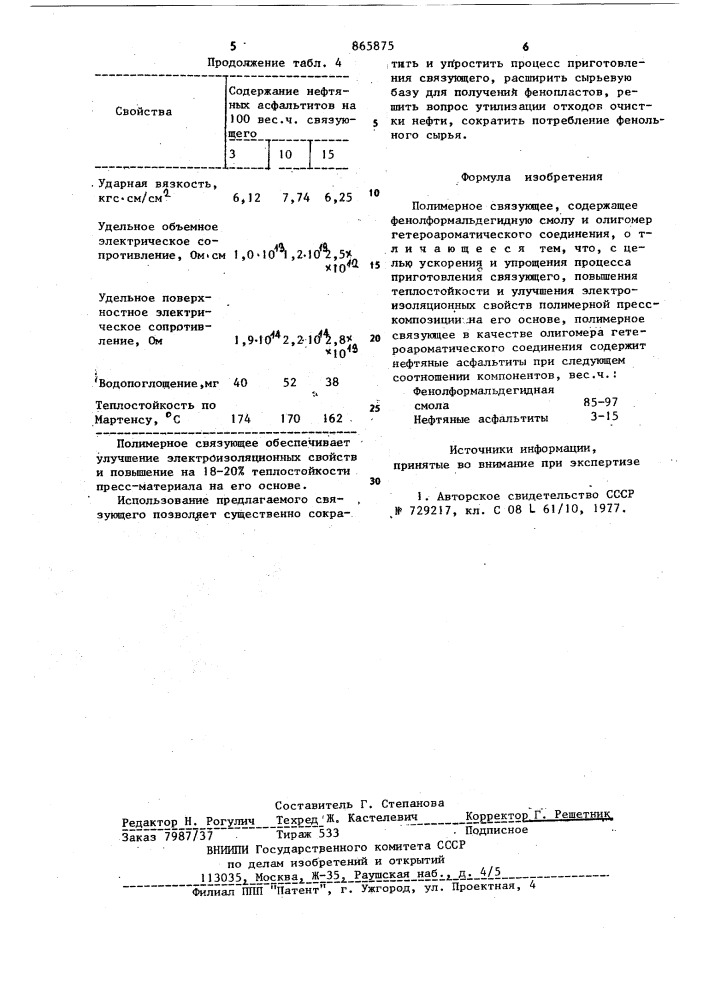Полимерное связующее (патент 865875)