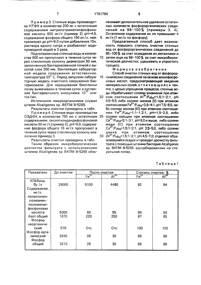 Способ очистки сточных вод от фосфорорганических соединений на основе алкилфосфоновых кислот (патент 1761794)