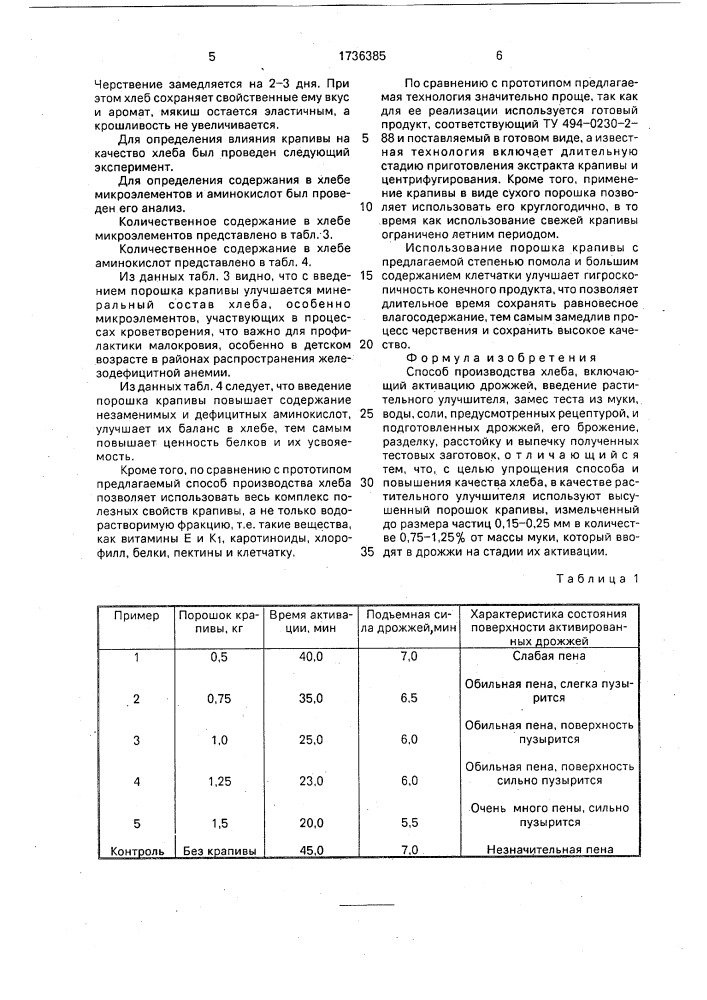 Способ производства хлеба (патент 1736385)