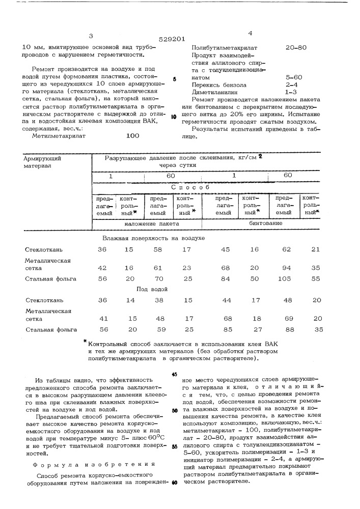 Способ ремонта корпусно-емкостного оборудования (патент 529201)