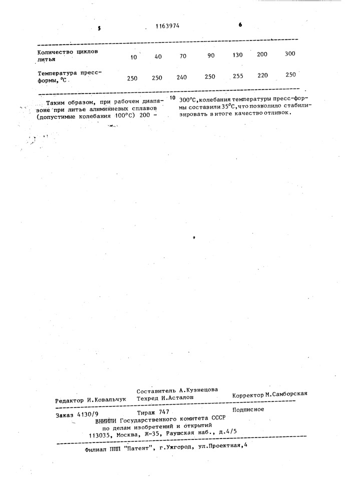 Способ термостатирования пресс-формы для литья под давлением (патент 1163974)