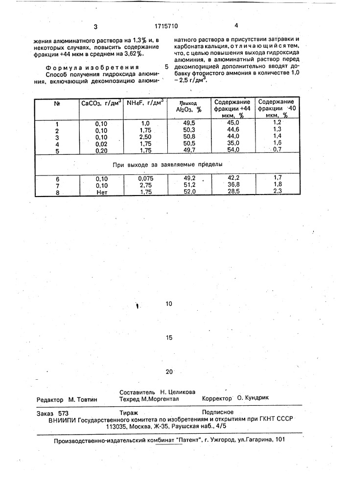 Способ получения гидроксида алюминия (патент 1715710)