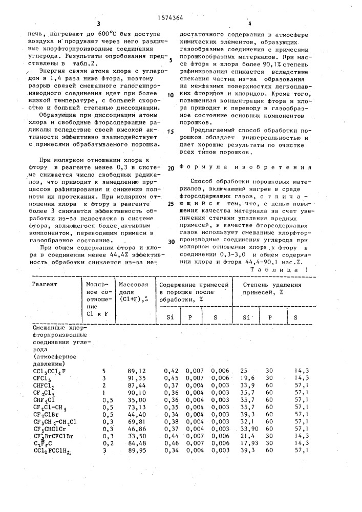 Способ обработки порошковых материалов (патент 1574364)