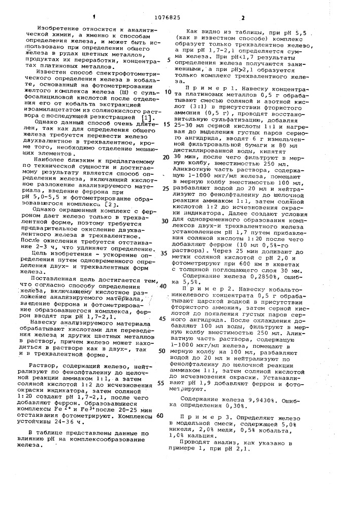 Способ определения железа (патент 1076825)