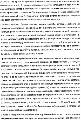 Способ длительного проведения гетерогенно катализированного частичного окисления в газовой фазе пропена в акриловую кислоту (патент 2374218)