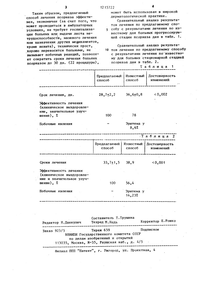 Способ лечения псориаза (патент 1215722)