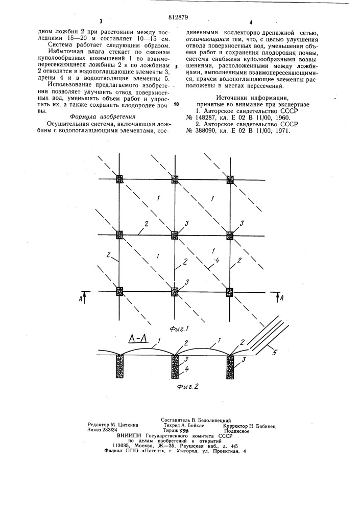 Осушительная система (патент 812879)