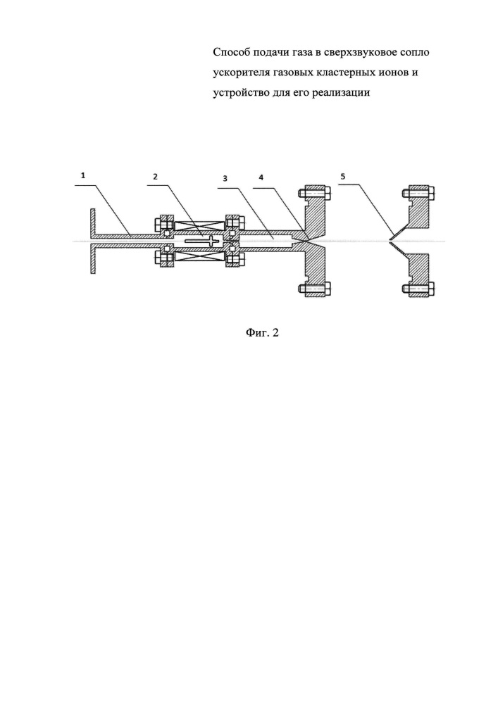 Способ подачи газа в сверхзвуковое сопло ускорителя газовых кластерных ионов (патент 2649883)