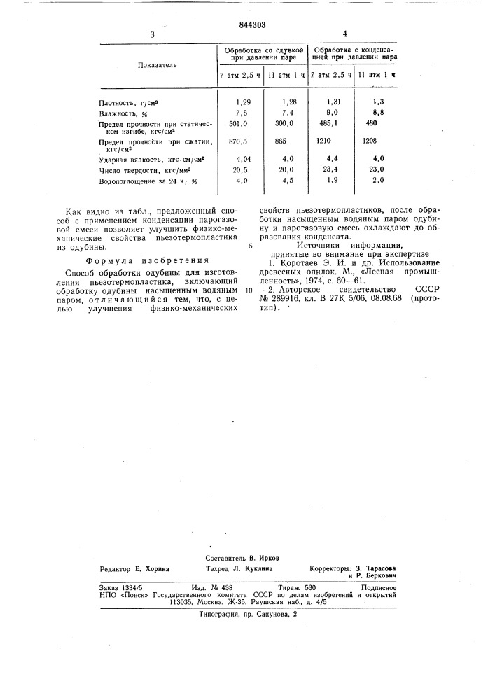 Способ обработки одубины (патент 844303)