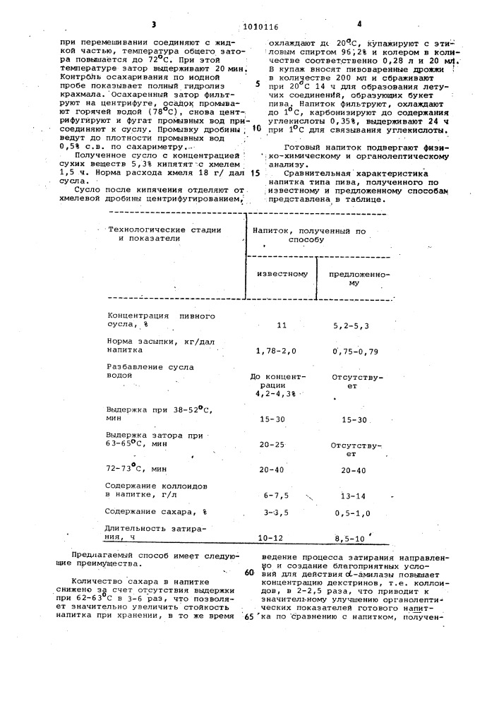 Способ производства напитка типа пива (патент 1010116)