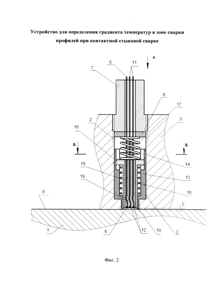 Устройство для определения градиента температур в зоне сварки профилей при контактной стыковой сварке (патент 2636782)