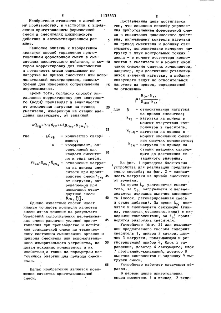 Способ управления приготовлением формовочной смеси (патент 1135533)