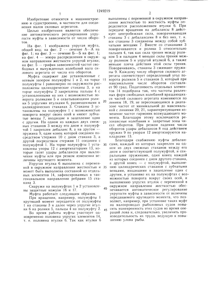 Упругая муфта (патент 1249219)