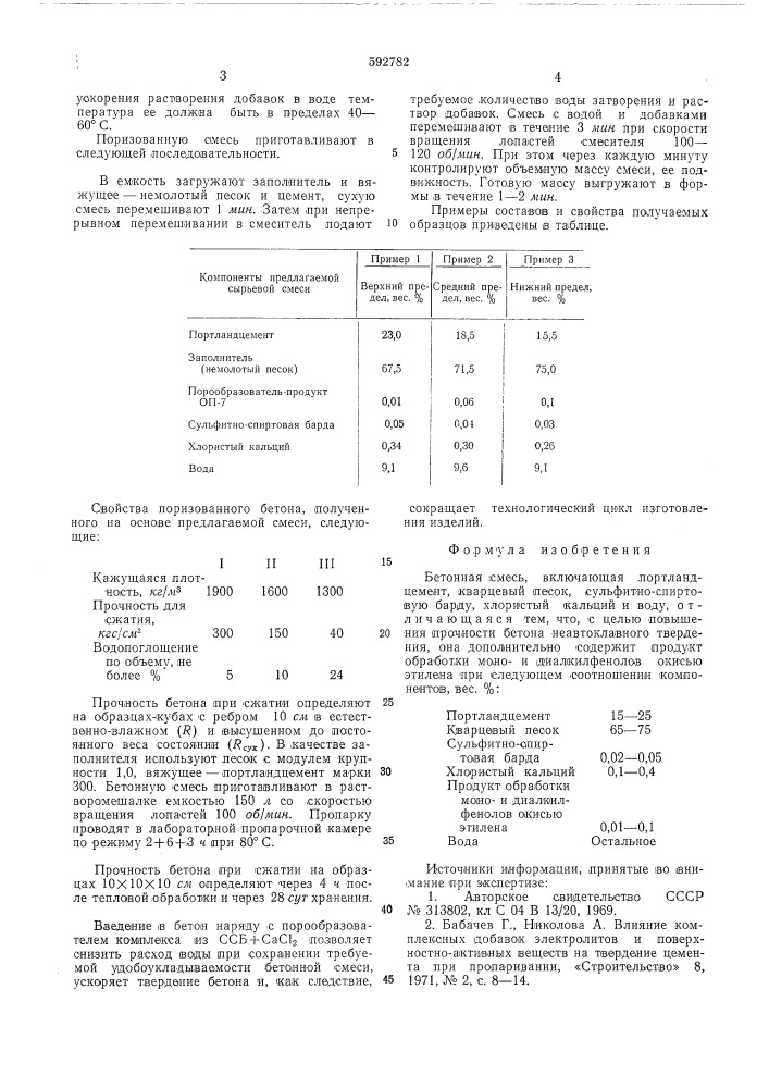 Бетонная смесь (патент 592782)