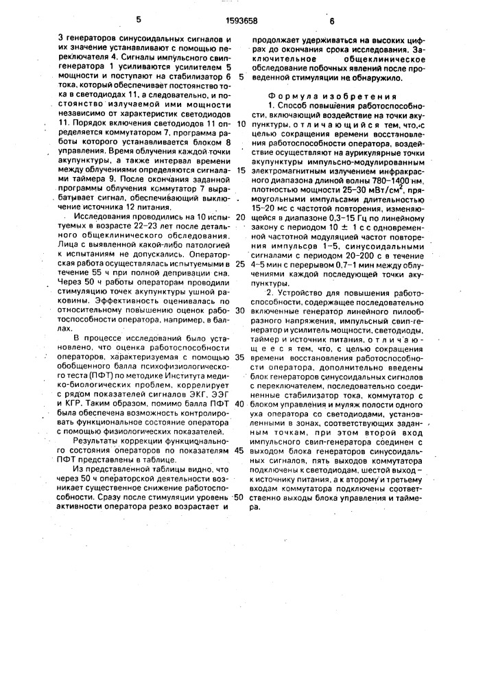 Способ повышения работоспособности и устройство для его осуществления (патент 1593658)