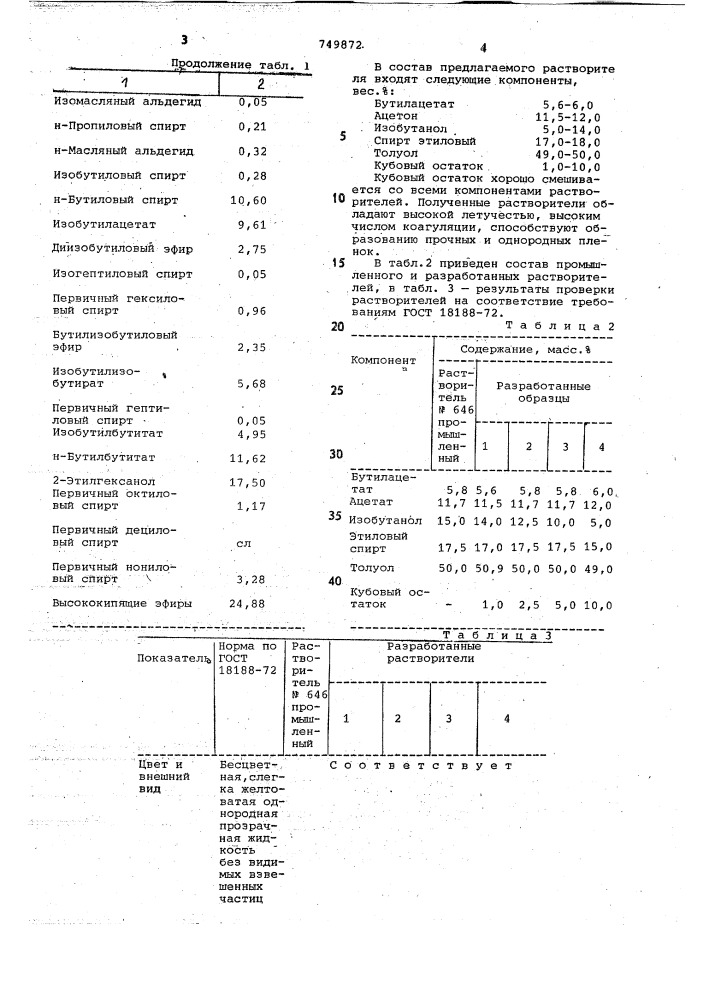 Состав растворителя для нитроцеллюлозных лаков (патент 749872)