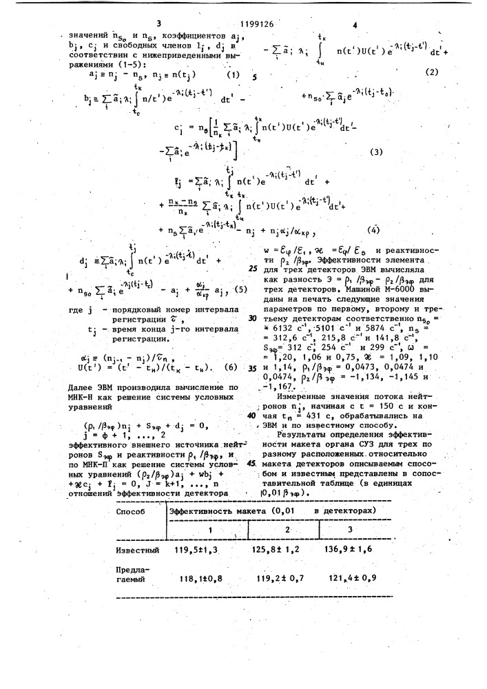 Способ определения эффективности элементов ядерного реактора (патент 1199126)