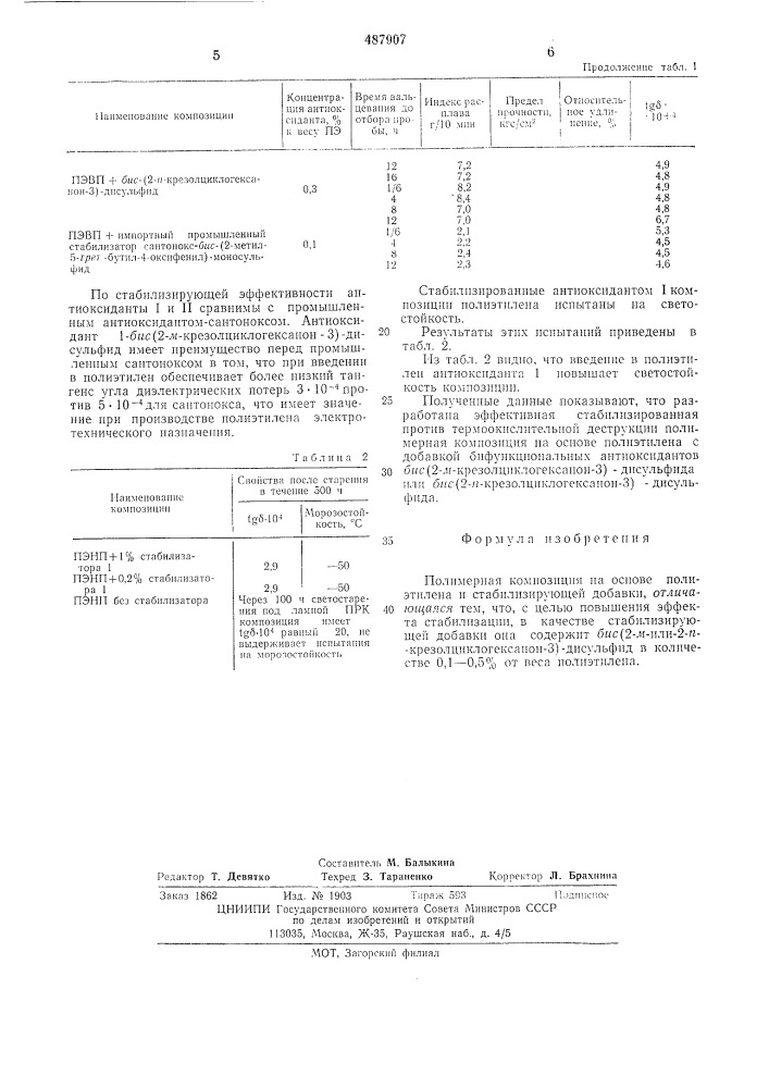 Полимерная композиция (патент 487907)