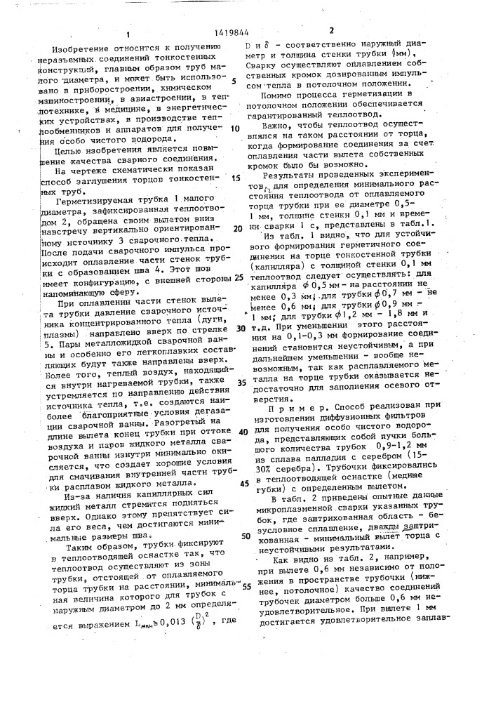 Способ заглушения торцов тонкостенных труб (патент 1419844)