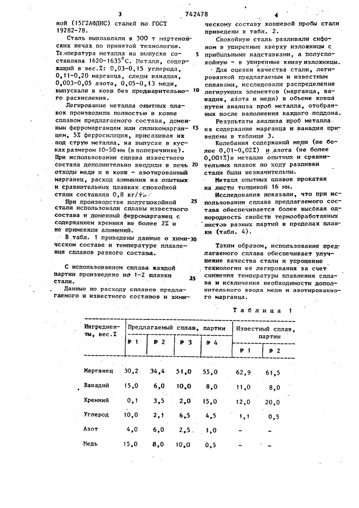 Сплав для легирования стали (патент 742478)