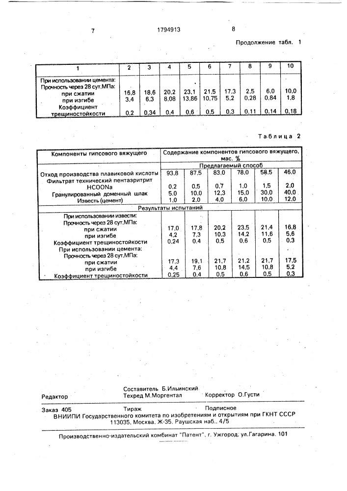 Способ получения гипсового вяжущего (патент 1794913)