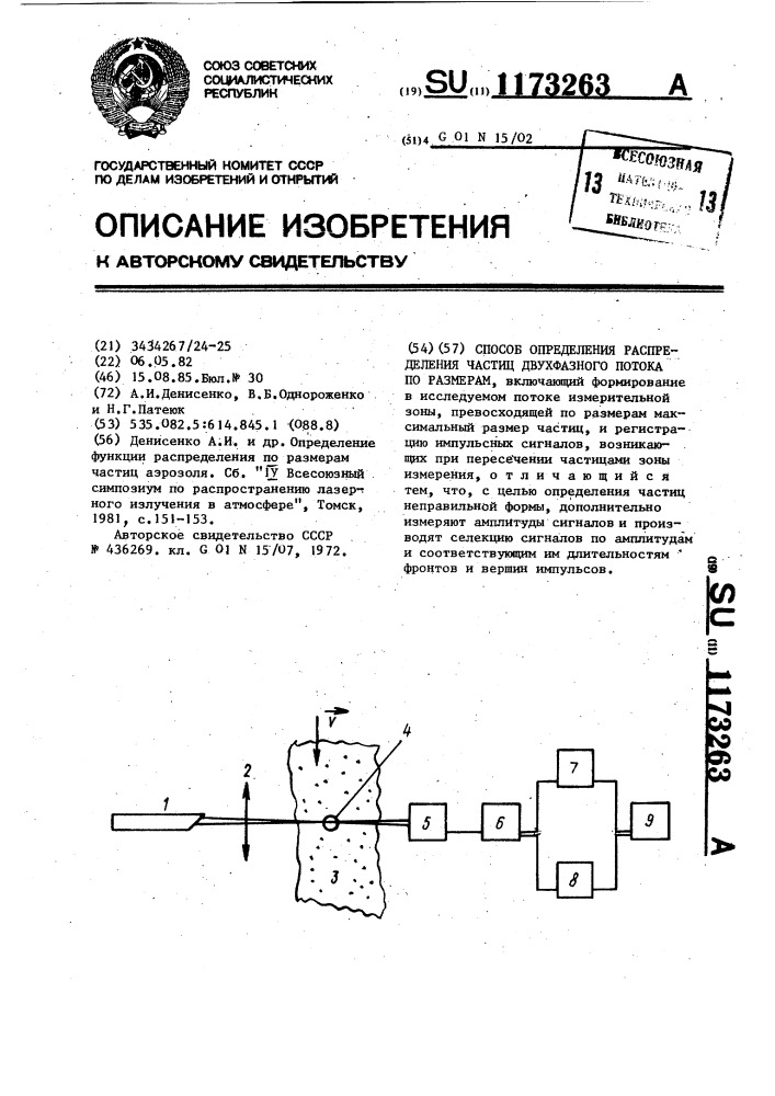 Способ определения распределения частиц двухфазного потока по размерам (патент 1173263)