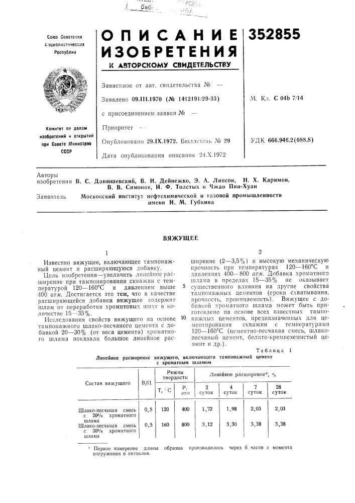 Патент ссср  352855 (патент 352855)