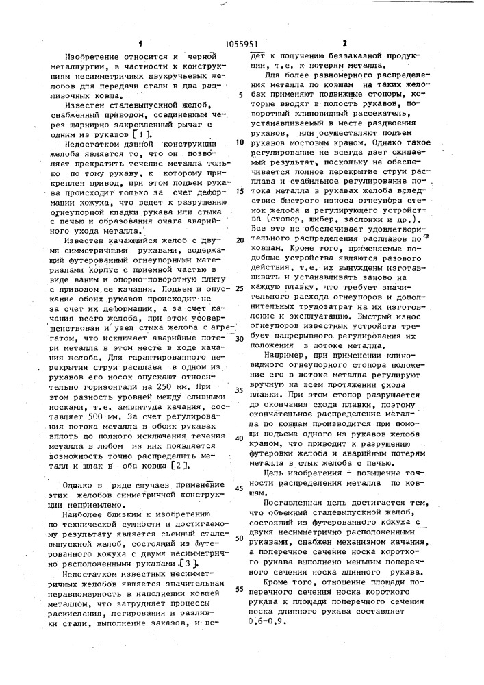 Съемный сталевыпускной желоб (патент 1055951)