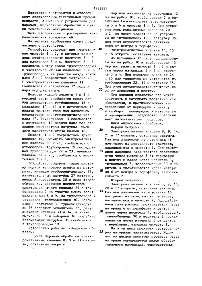 Устройство для отделки текстильных материалов под давлением (патент 1289931)